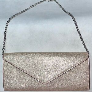 Elegant Glitter Envelope Clutch — Rose Gold Chain Strap